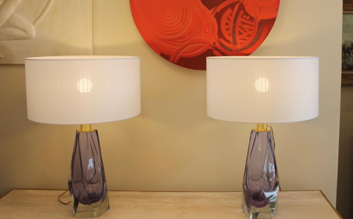 Paire de lampes de Murano, améthyste en vente 6