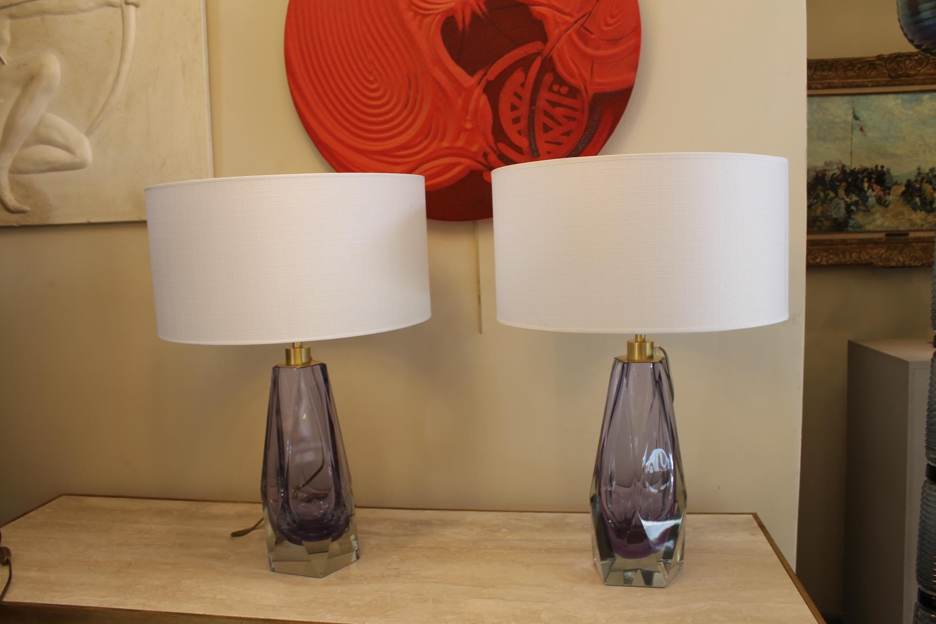 Pair of Murano Lamps, Amethyst For Sale 9