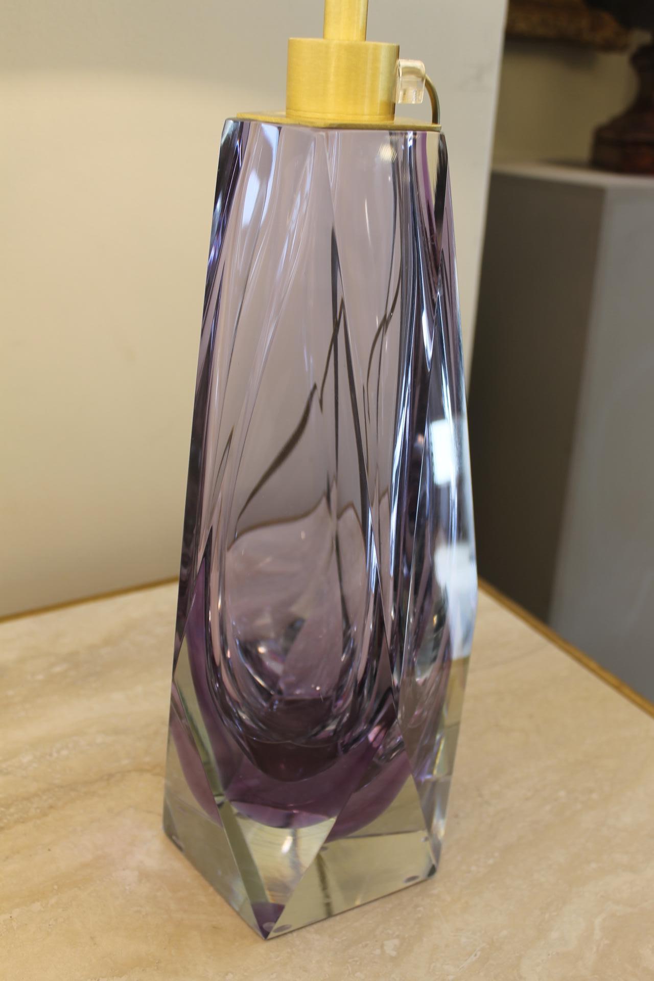 Aesthetic Movement Pair of Murano Lamps, Amethyst For Sale