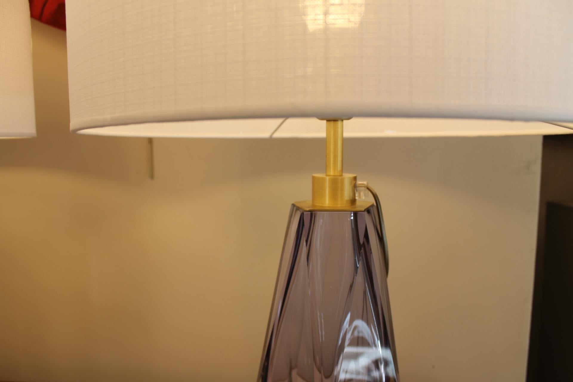 Italian Pair of Murano Lamps, Amethyst For Sale