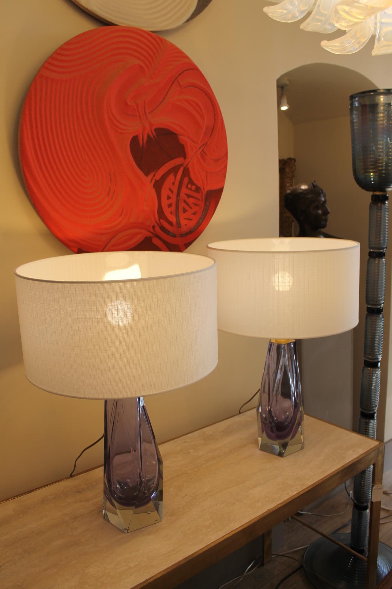 Paire de lampes de Murano, améthyste Excellent état - En vente à Nice, FR