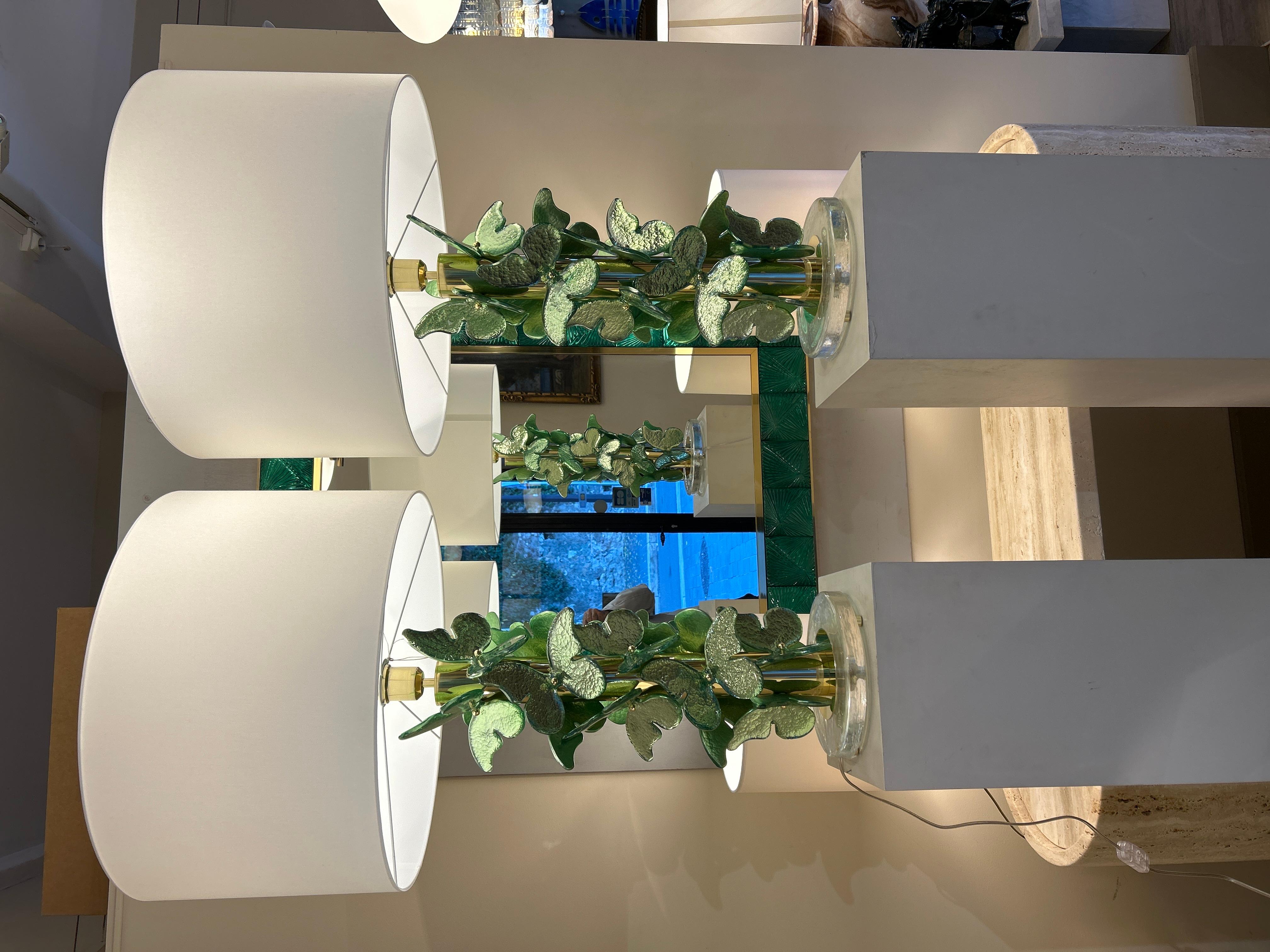 Pareja de lámparas de Murano, mariposas en venta 3