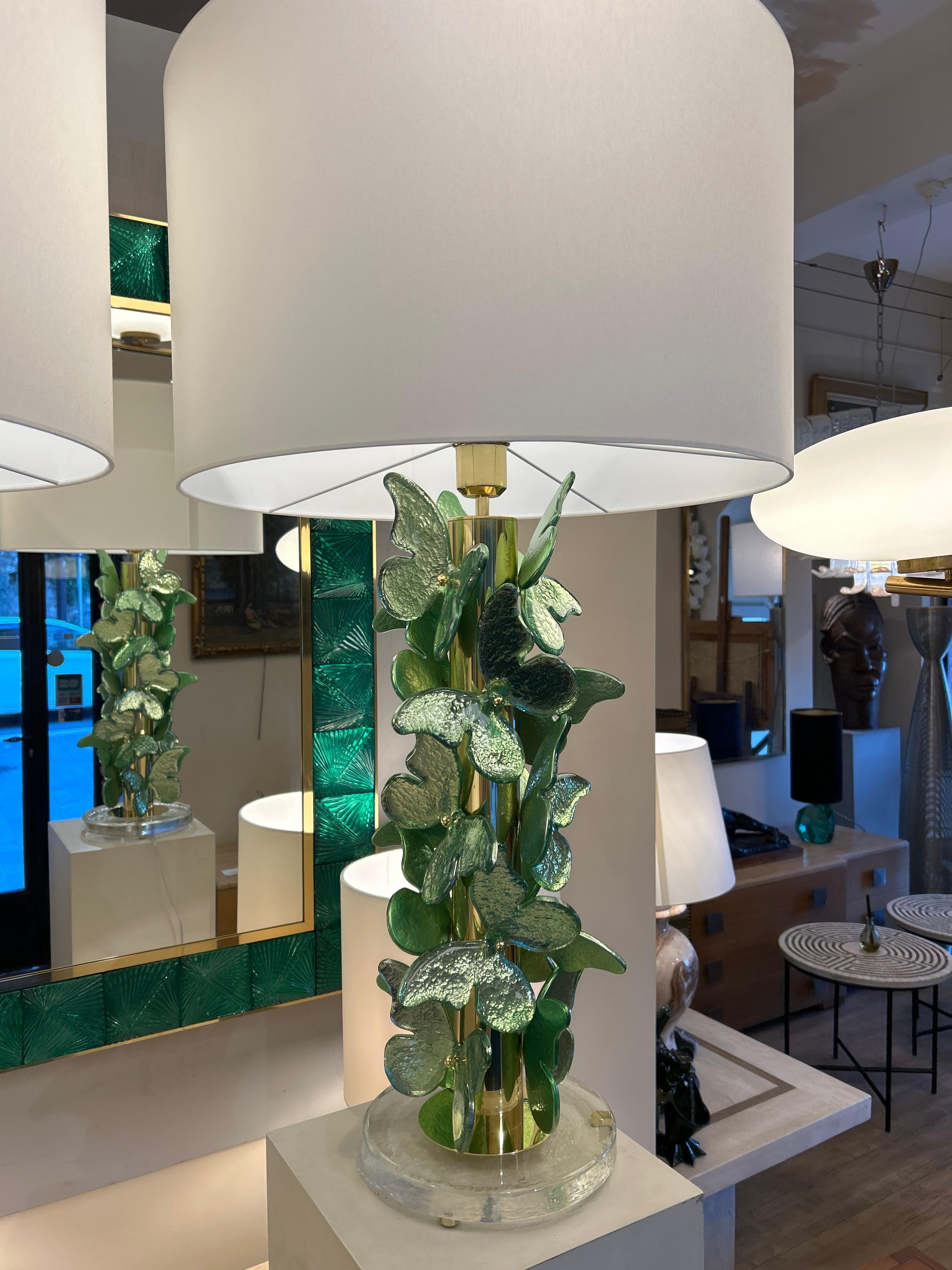 Pareja de lámparas de Murano, mariposas en venta 5