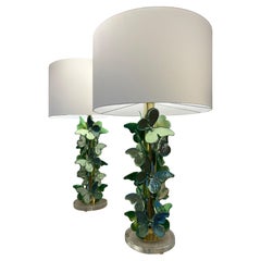 Pair of Murano lamps, butterflies