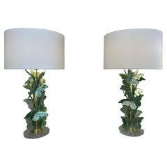 Pair of Murano lamps, butterflies