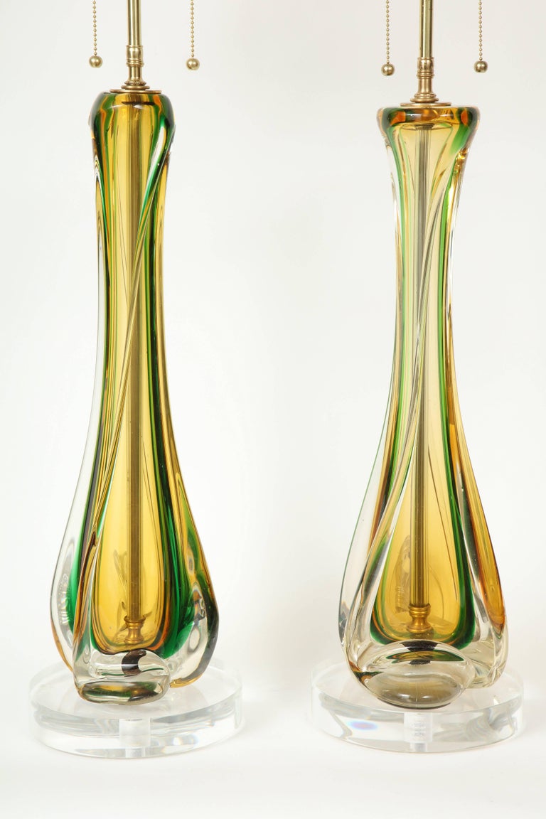 Pair of Murano Lamps by Seguso For Sale at 1stdibs
