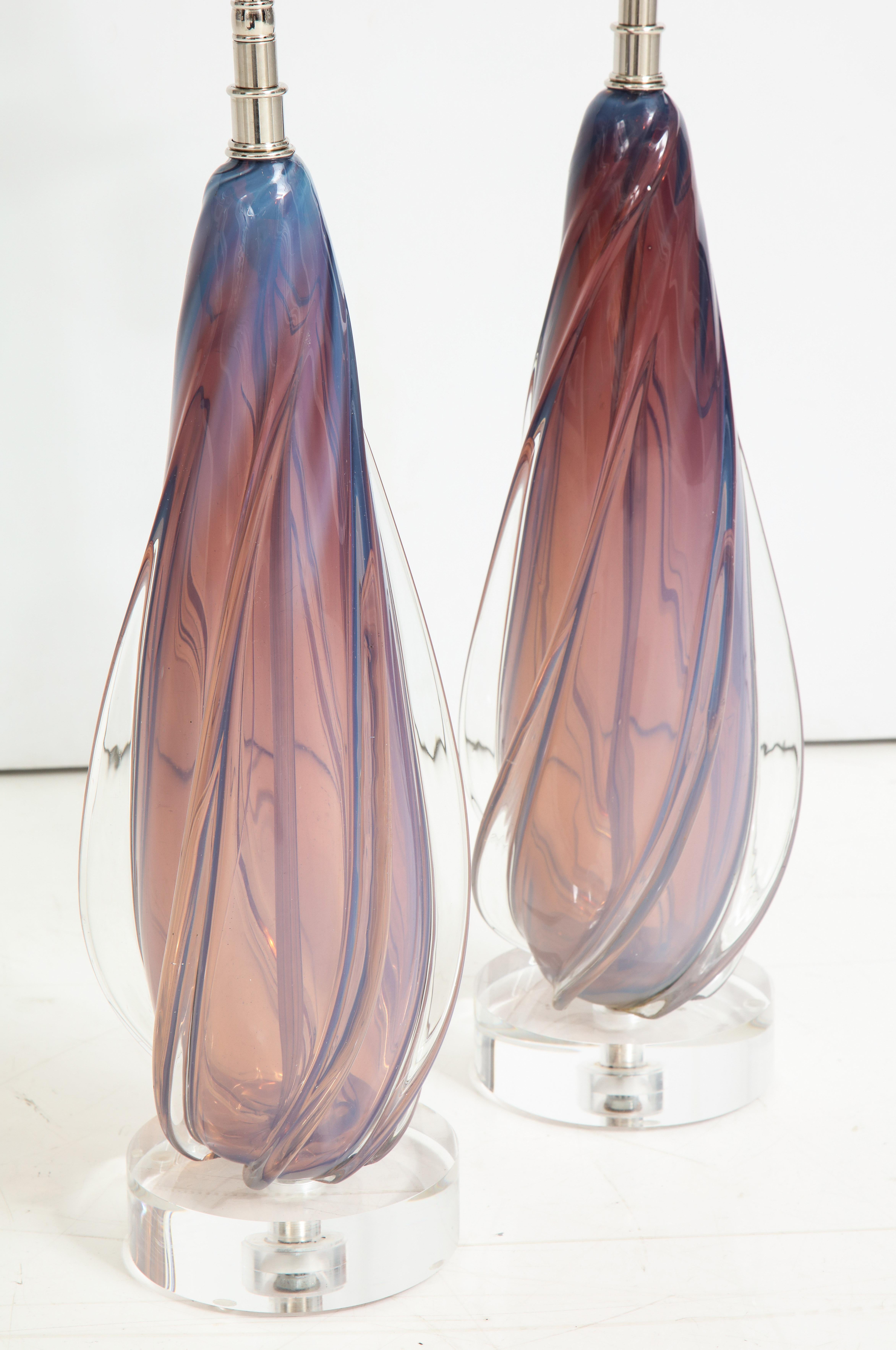 Pair of Murano Lamps by Seguso In Excellent Condition In New York, NY