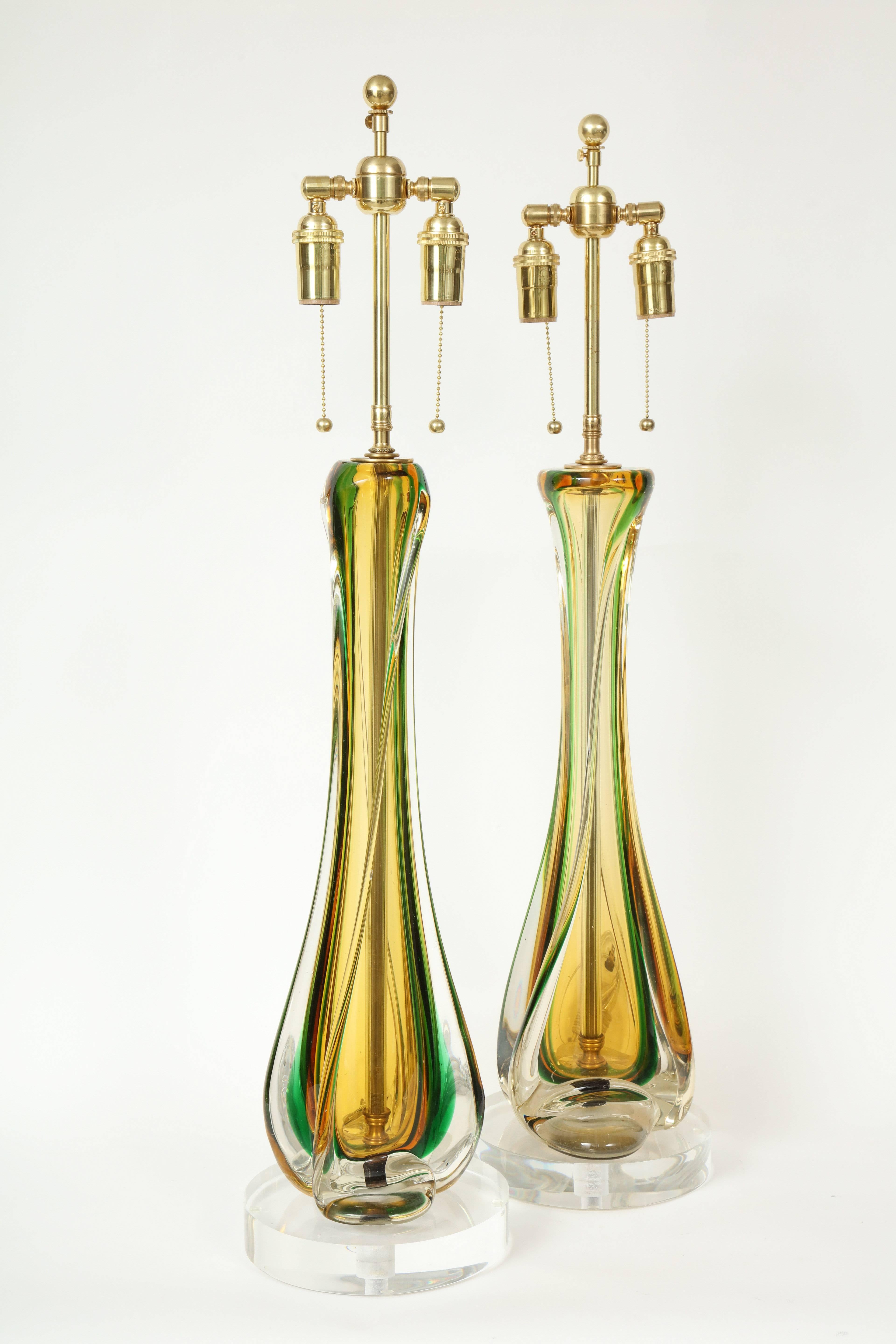 Blown Glass Pair of Murano Lamps by Seguso