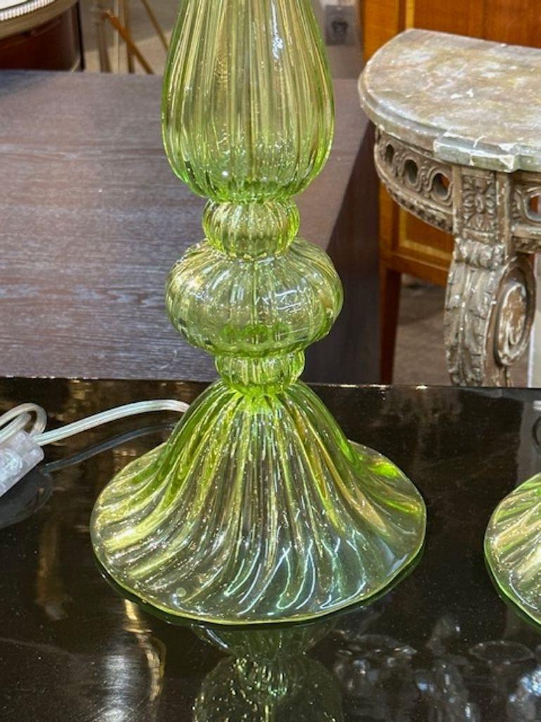 Pair of Murano Lamps In Good Condition For Sale In Dallas, TX