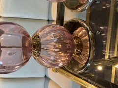 Pair of Murano Lavender Ball Lamps