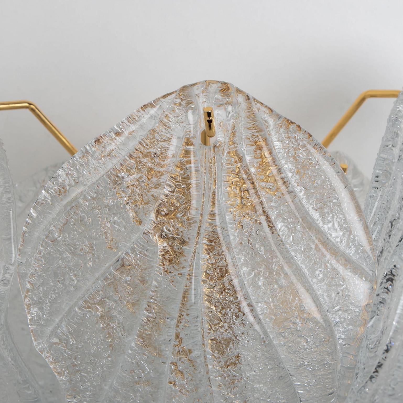 Coppia di applique in vetro d'ottone a foglia di Murano, Italia, 1970 in vendita 4