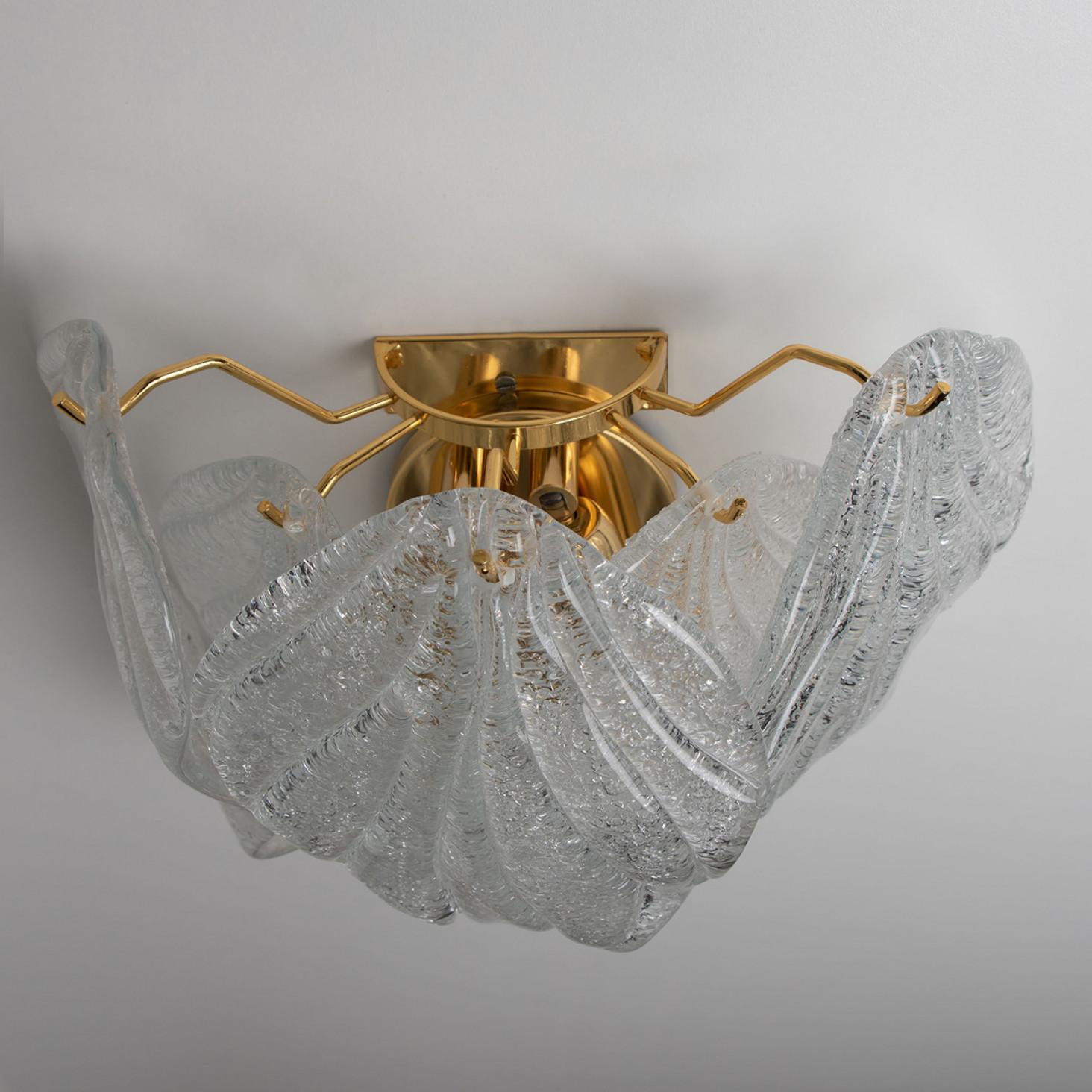 Pair of Murano Leaf Brass Glass Wall Lights, Italy, 1970 For Sale 2