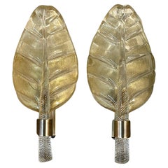 Pair of Murano Leaf Sconces
