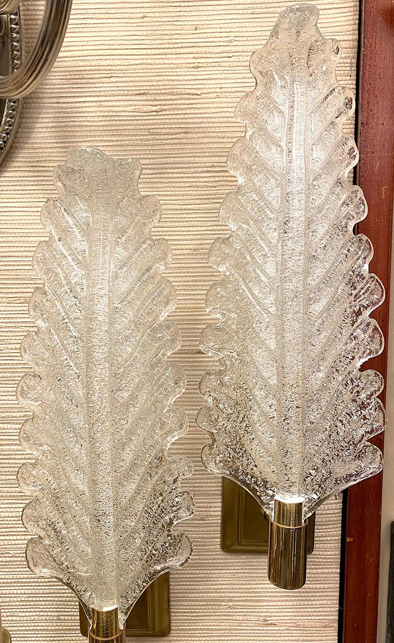 Italian Pair of Murano Leaf Shaped Sconces