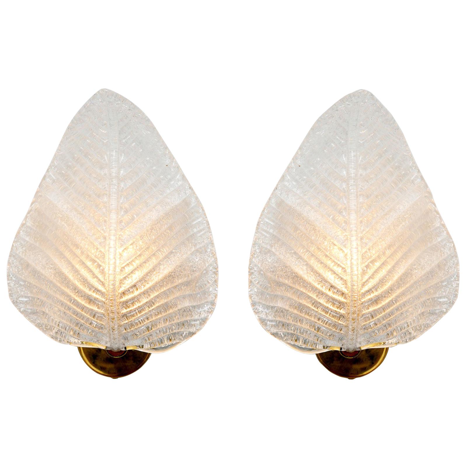 Pair of Murano Leaf Wall Lights