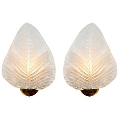 Pair of Murano Leaf Wall Lights