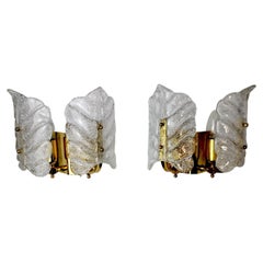 Pair of Murano Leaves Sconces Italy 1970
