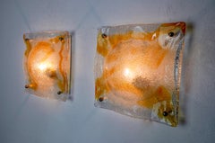Pair of Murano Mazzega Oranges wall lights, Italy, 1970