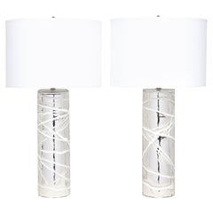 Pair of Murano Mercury Glass Lamps