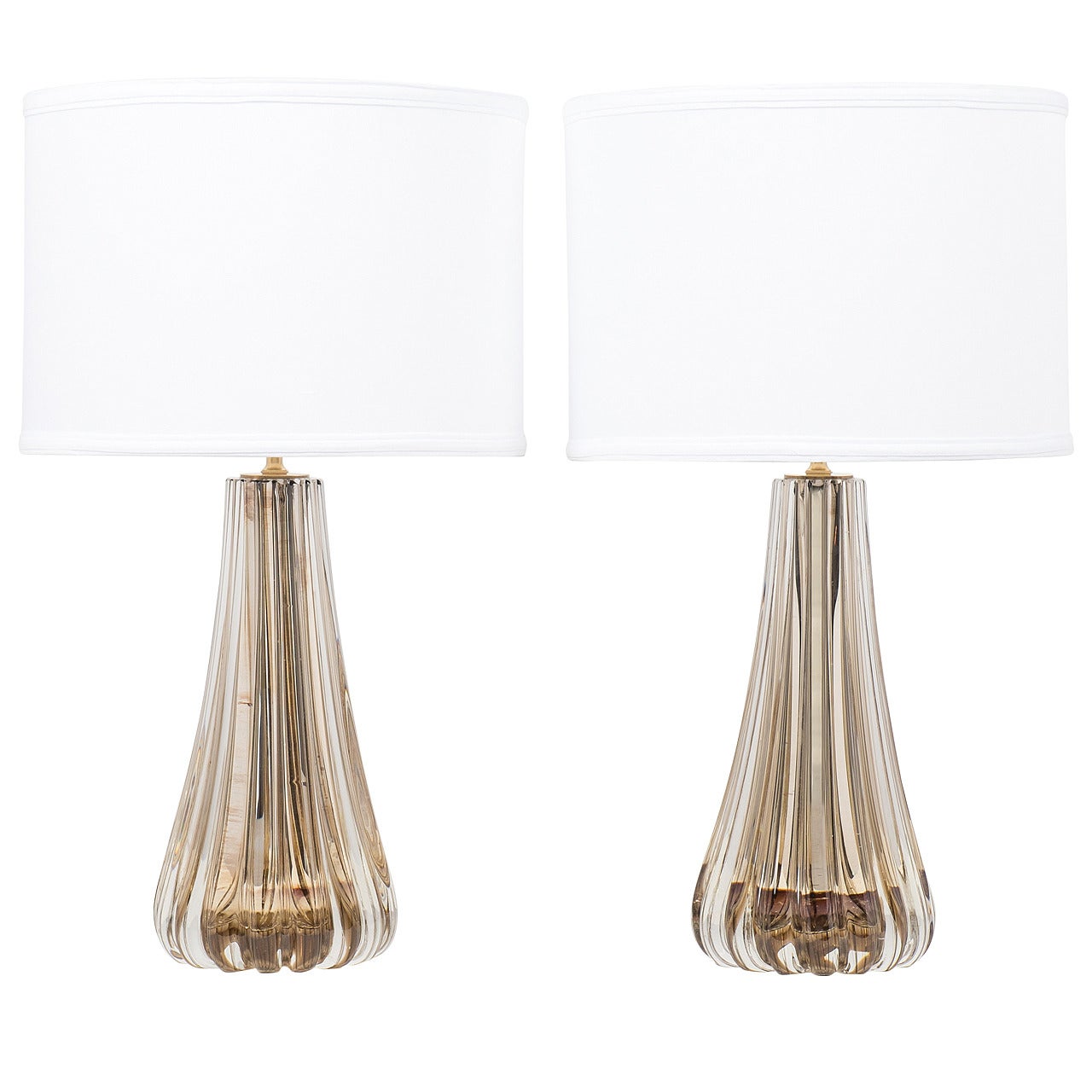 Pair of Murano Mercury Glass Lamps For Sale