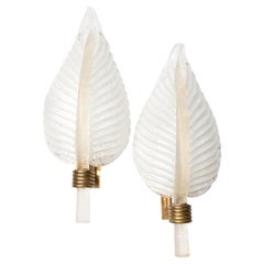 Pair of Murano Midcentury Barovier and Toso Wall Sconces