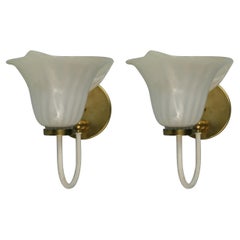 Pair of Murano Mid Century Tulip Glass Sconces