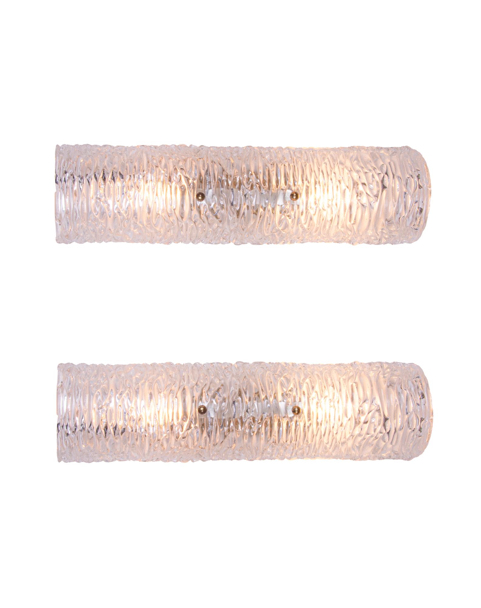 Pair of Murano Mirror Wall Sconces Glass & Brass by Kalmar, Austria 1960s For Sale 2