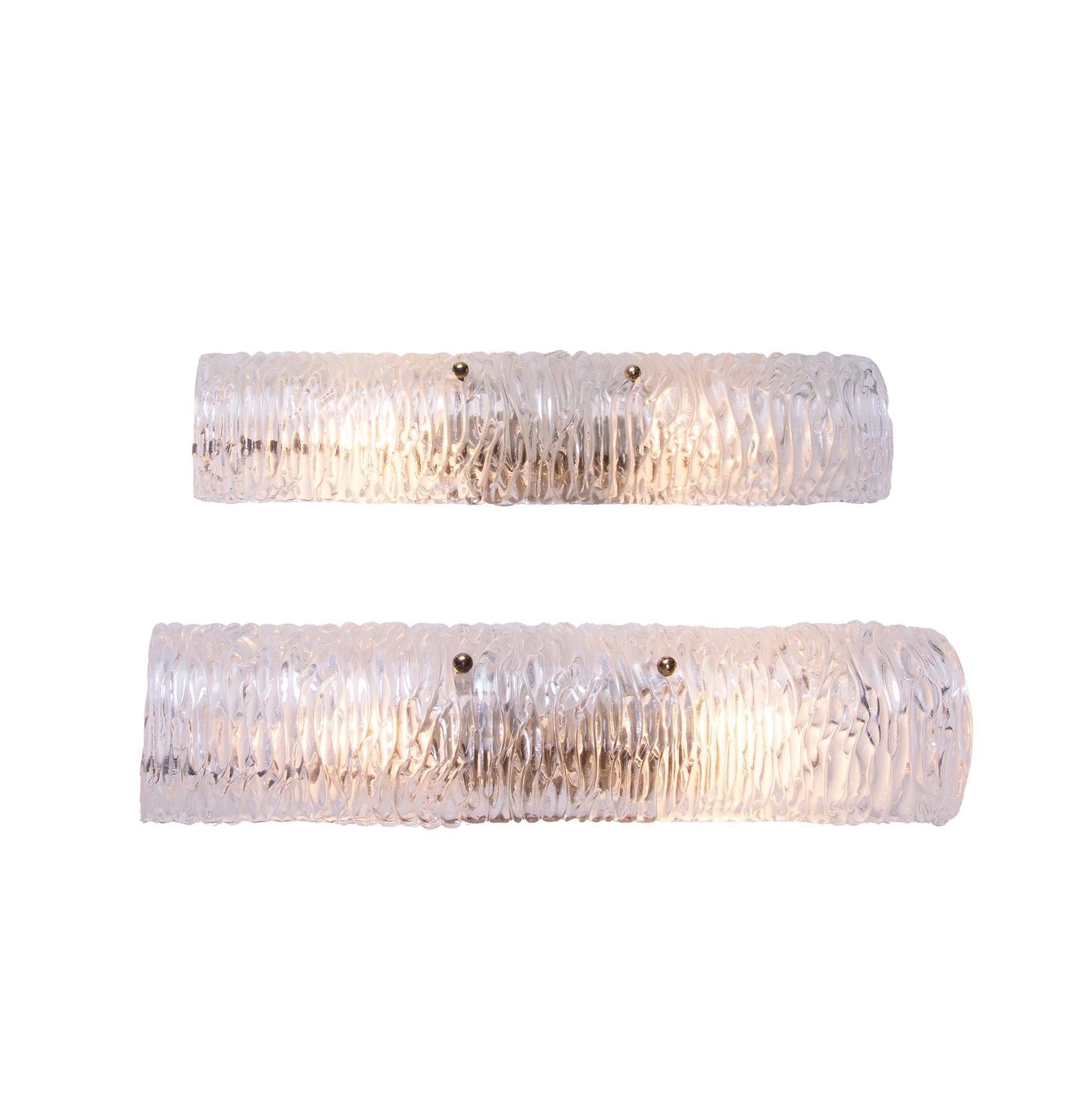 Pair of Murano Mirror Wall Sconces Glass & Brass by Kalmar, Austria 1960s For Sale 3