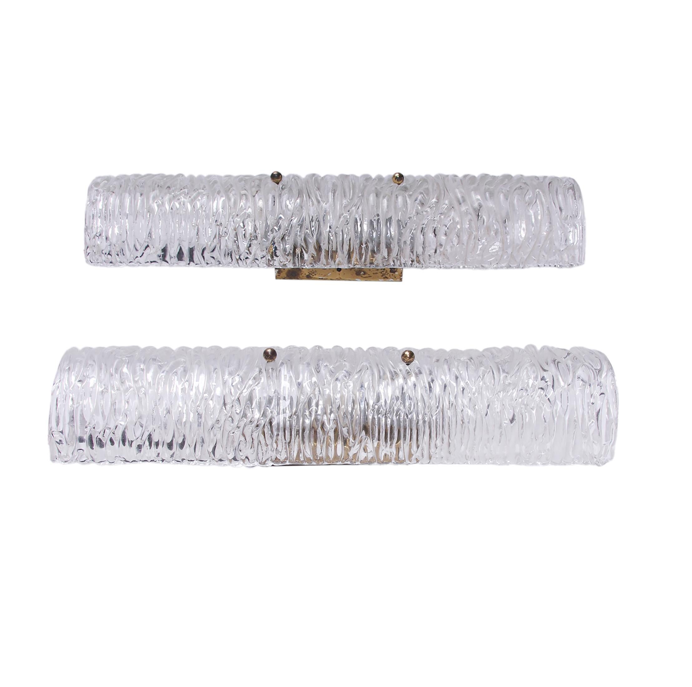 Pair of Murano Mirror Wall Sconces Glass & Brass by Kalmar, Austria 1960s For Sale 4