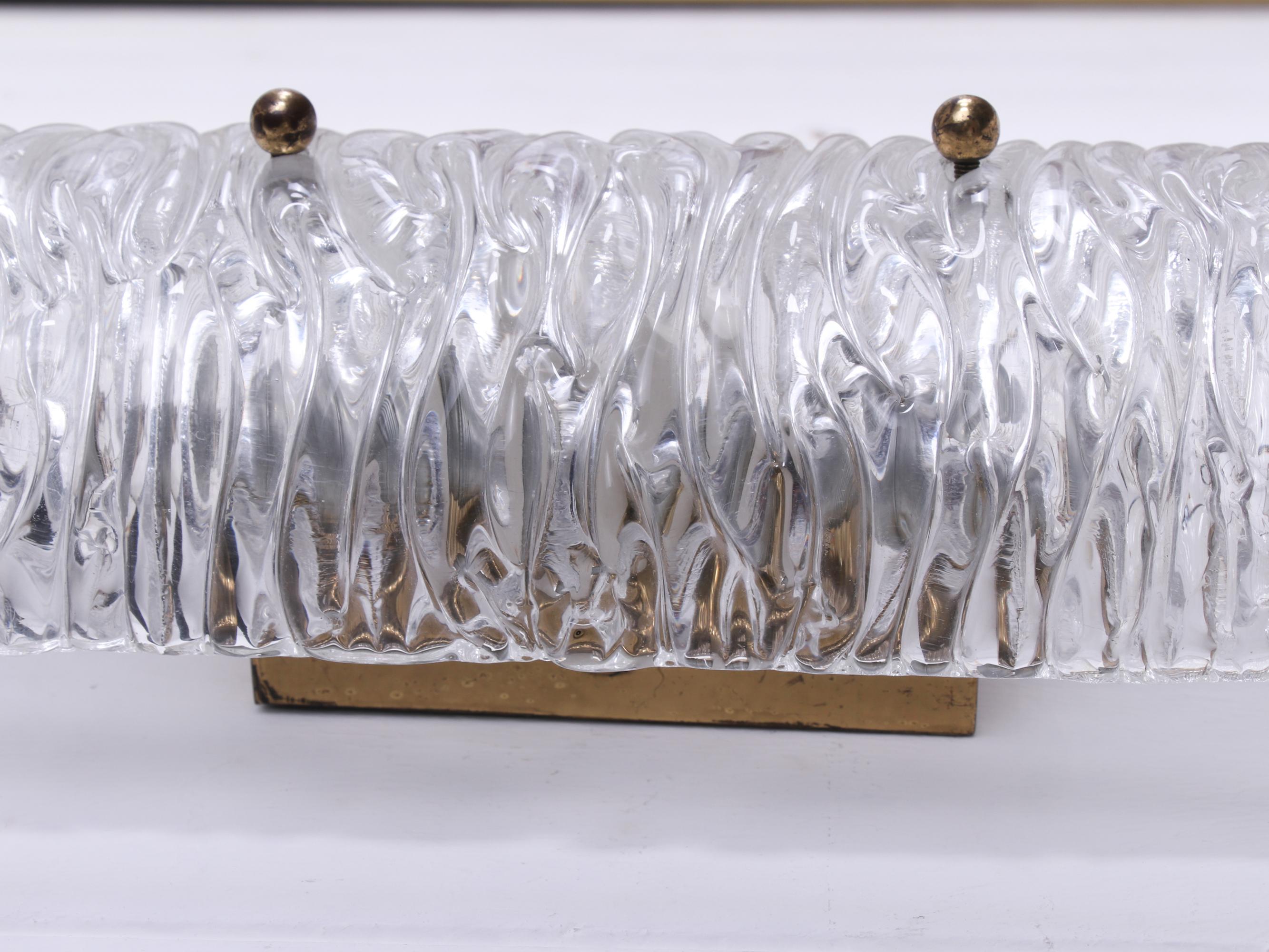 Pair of Murano Mirror Wall Sconces Glass & Brass by Kalmar, Austria 1960s For Sale 5