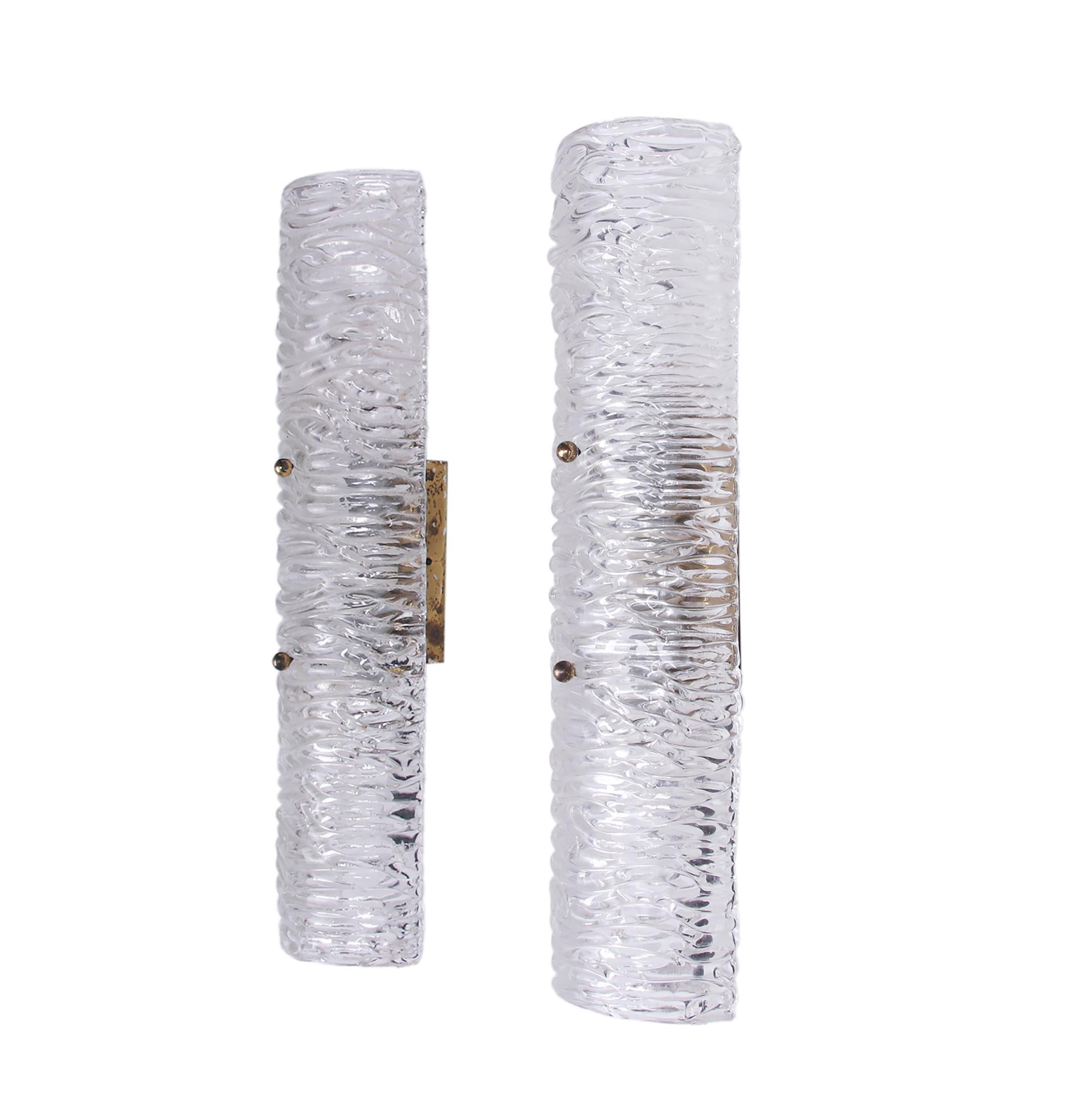 Pair of Murano Mirror Wall Sconces Glass & Brass by Kalmar, Austria 1960s In Good Condition For Sale In Niederdorfelden, Hessen