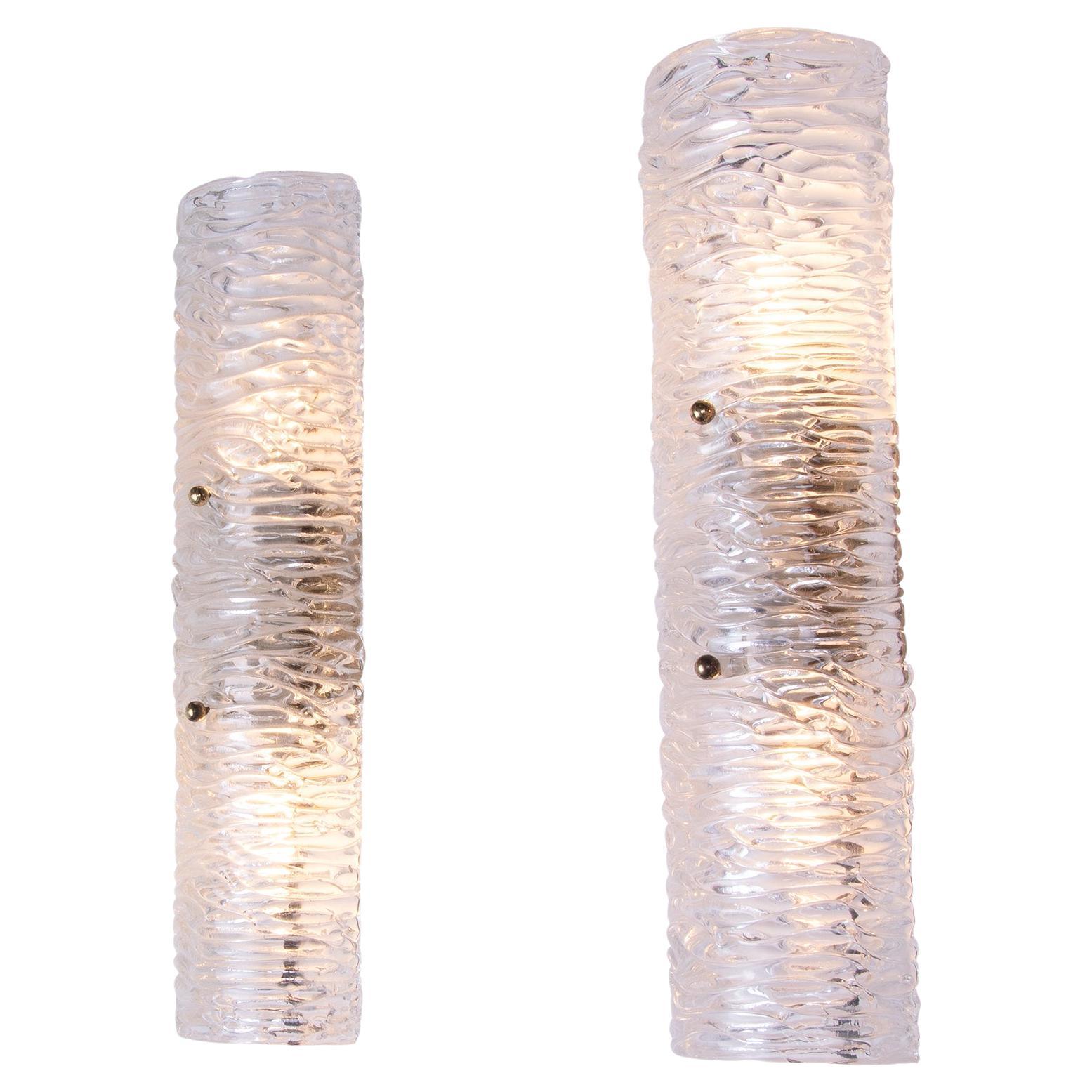 Mid-20th Century Pair of Murano Mirror Wall Sconces Glass & Brass by Kalmar, Austria 1960s For Sale
