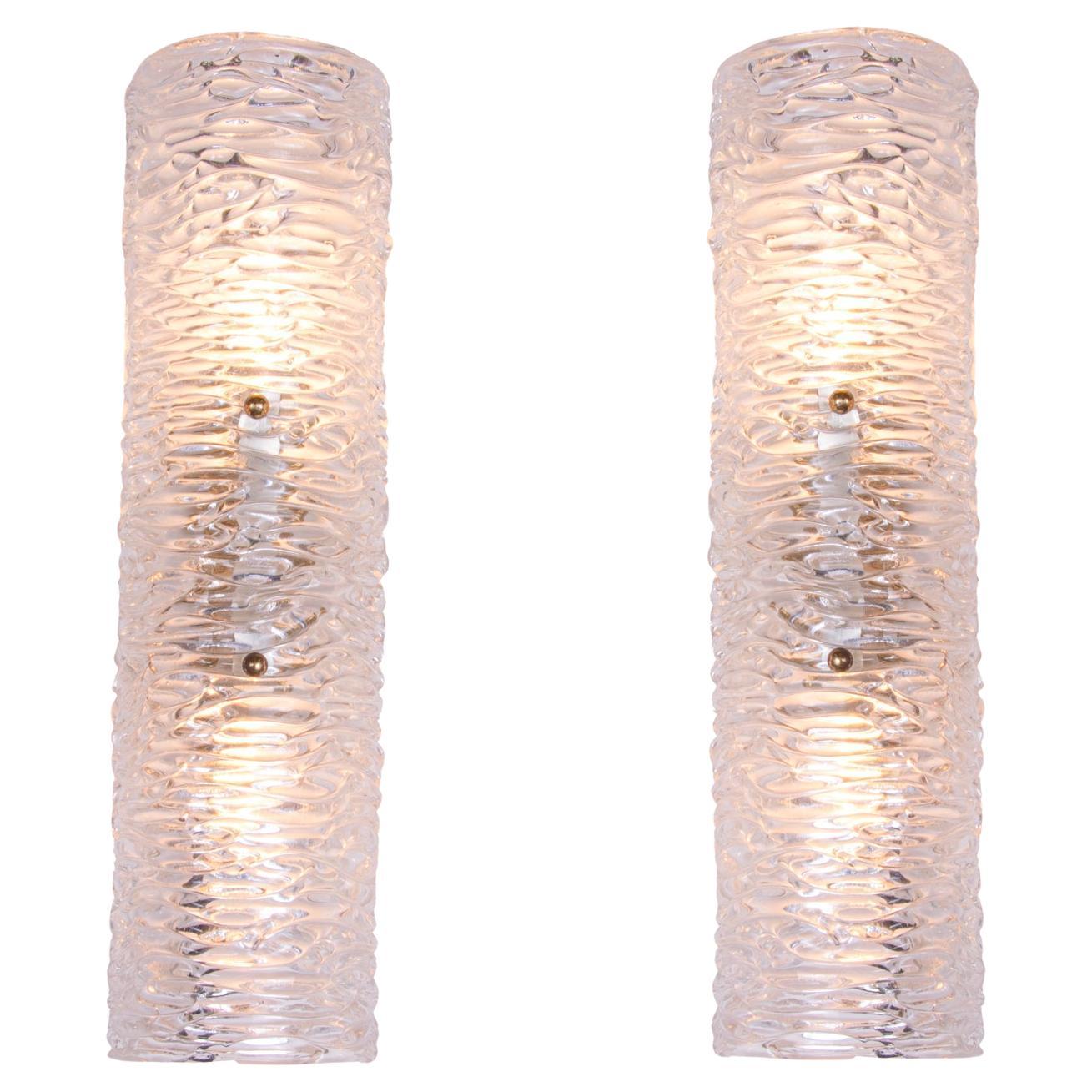 Pair of Murano Mirror Wall Sconces Glass & Brass by Kalmar, Austria 1960s
