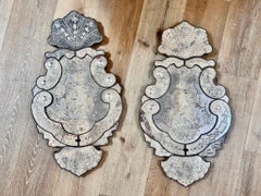 Pair of Murano Mirrors, etched, 18th Century
