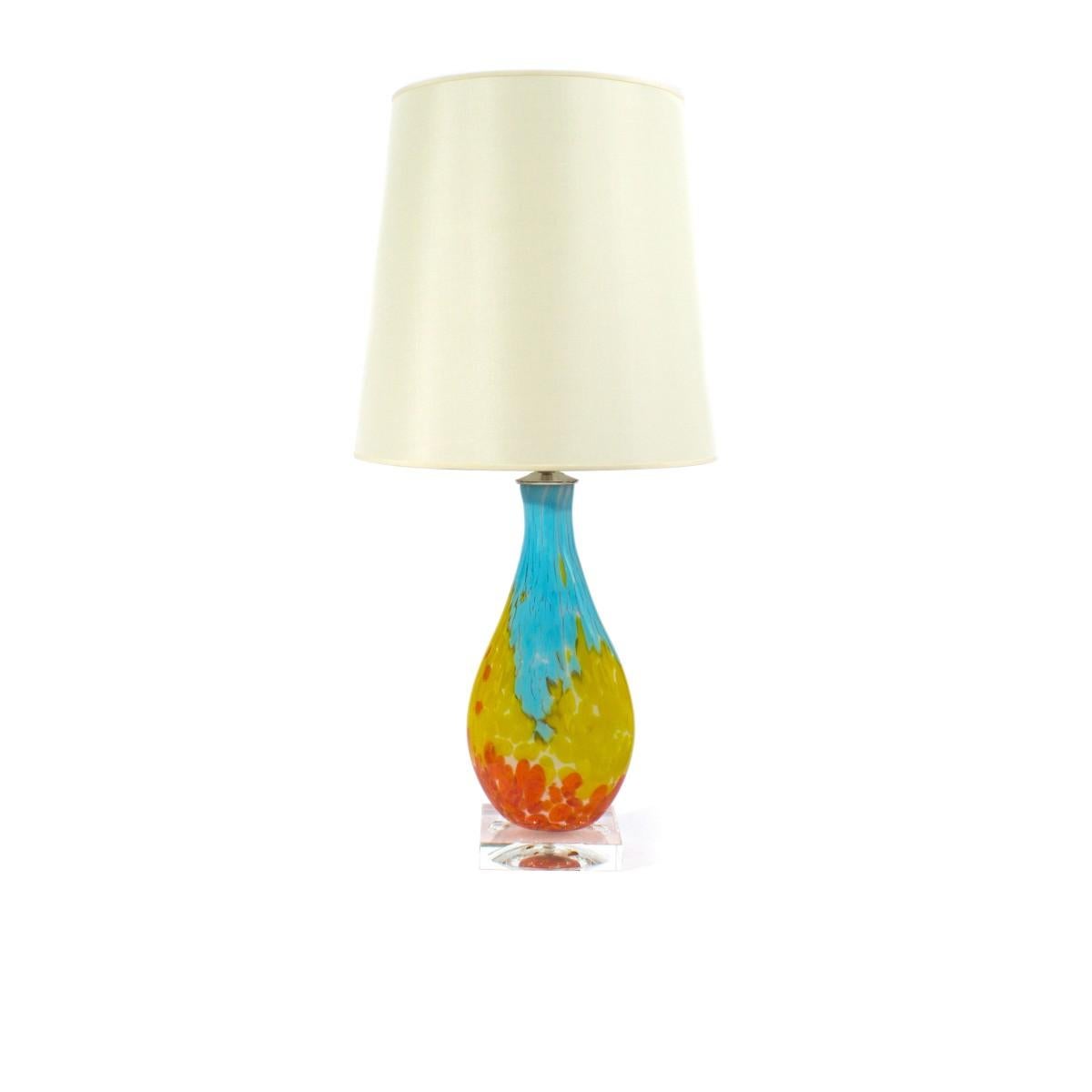 Mid-Century Modern Pair of Murano Multi-Color Table Lamps