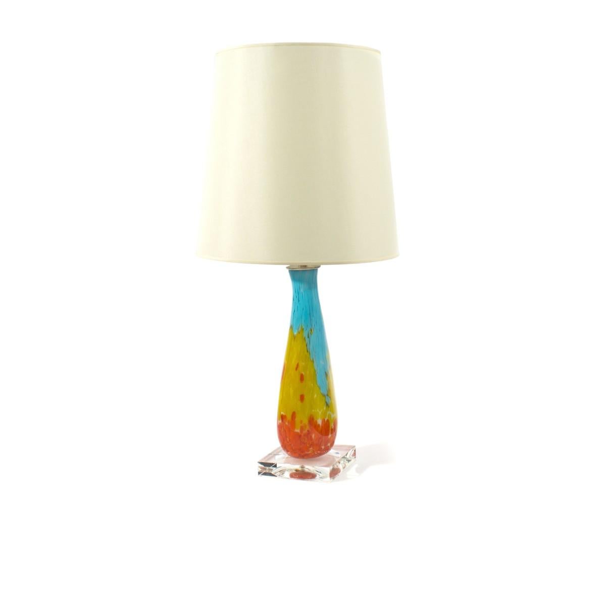 Italian Pair of Murano Multi-Color Table Lamps