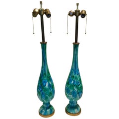 Pair of Murano Nerox Murrine Lamps by Fratelli Toso