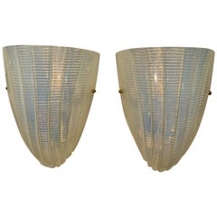 Pair of Murano Opalescent Shell Sconces