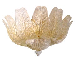 Pair of Murano Palmette Flush Mount Chandeliers
