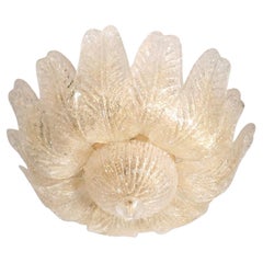 Pair of Murano Palmette Flush Mount Chandeliers