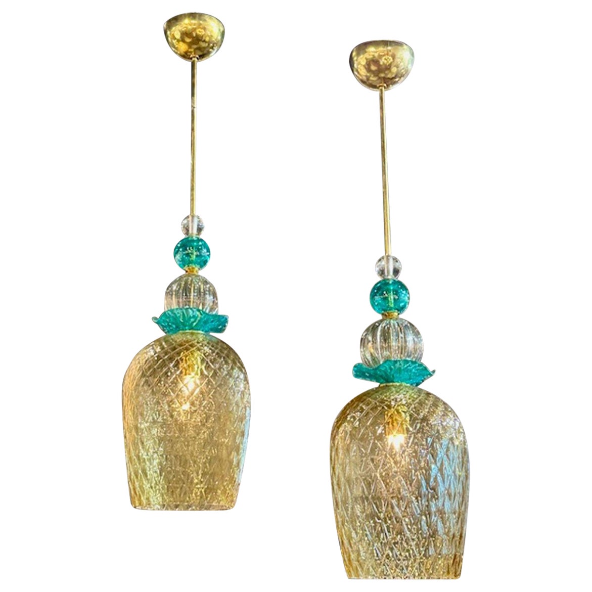 Paire de suspensions de Murano en vente