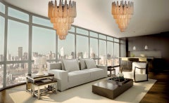 Pair of Murano Petal Chandeliers