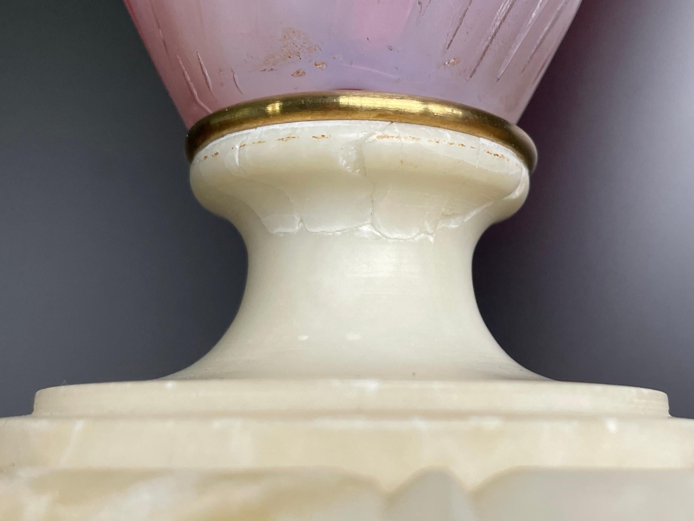 Pair of Murano Pink Barbini Glass Lamps For Sale 4