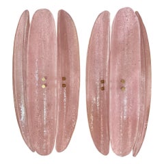 Paire d'appliques sur mesure en verre rose de Murano