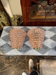 Pair of Murano Rosti Pink Sconces