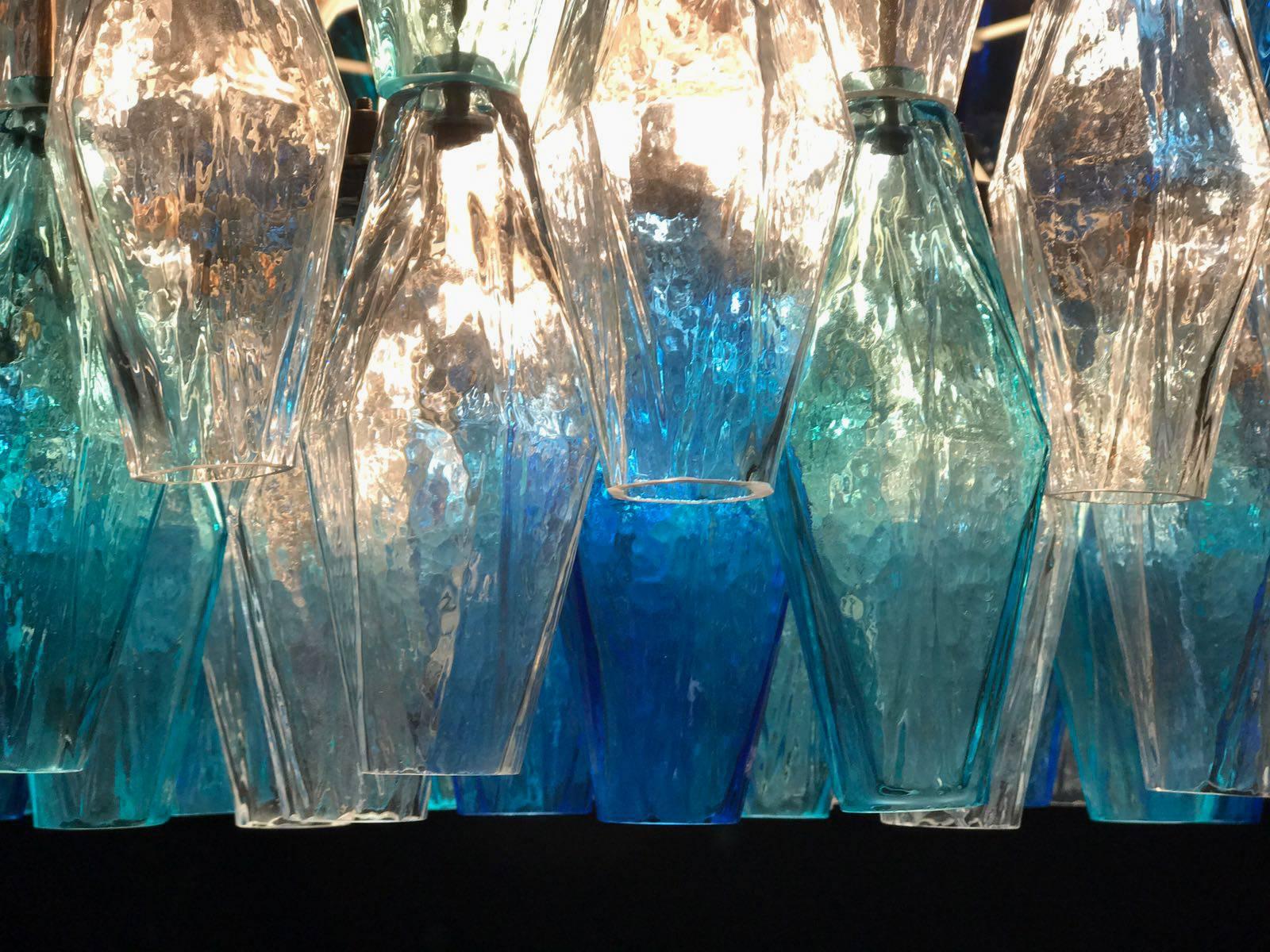 Pair of Murano Poliedri Chandelier in the Style of Carlo Scarpa In Good Condition For Sale In Budapest, HU