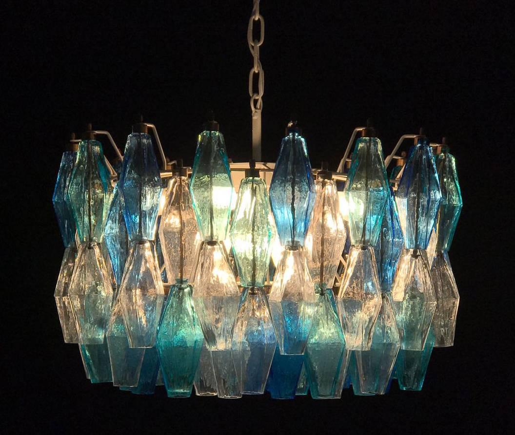 Late 20th Century Pair of Murano Poliedri Chandelier in the Style of Carlo Scarpa For Sale