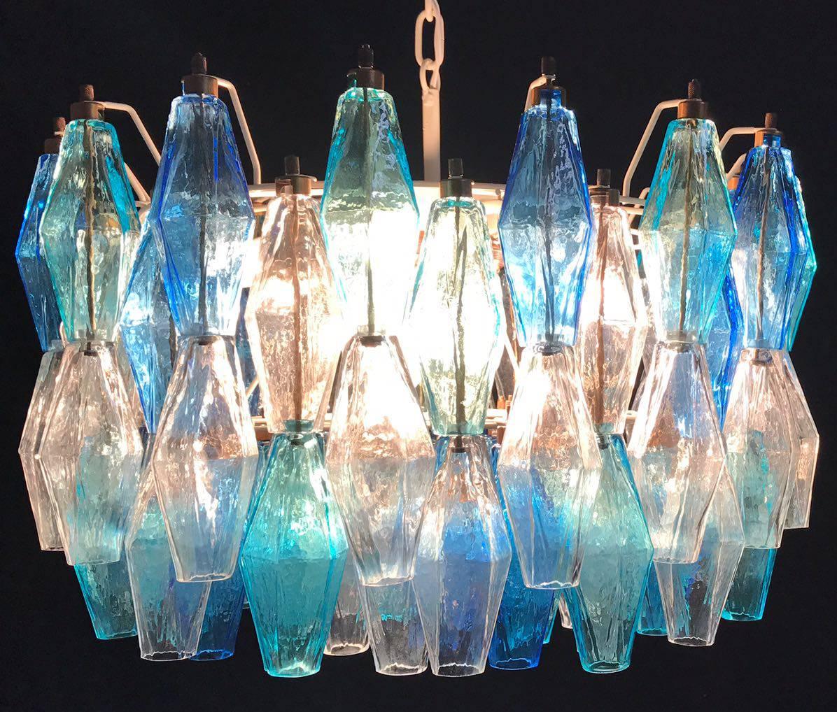 Pair of Murano Poliedri Chandelier in the Style of Carlo Scarpa For Sale 2