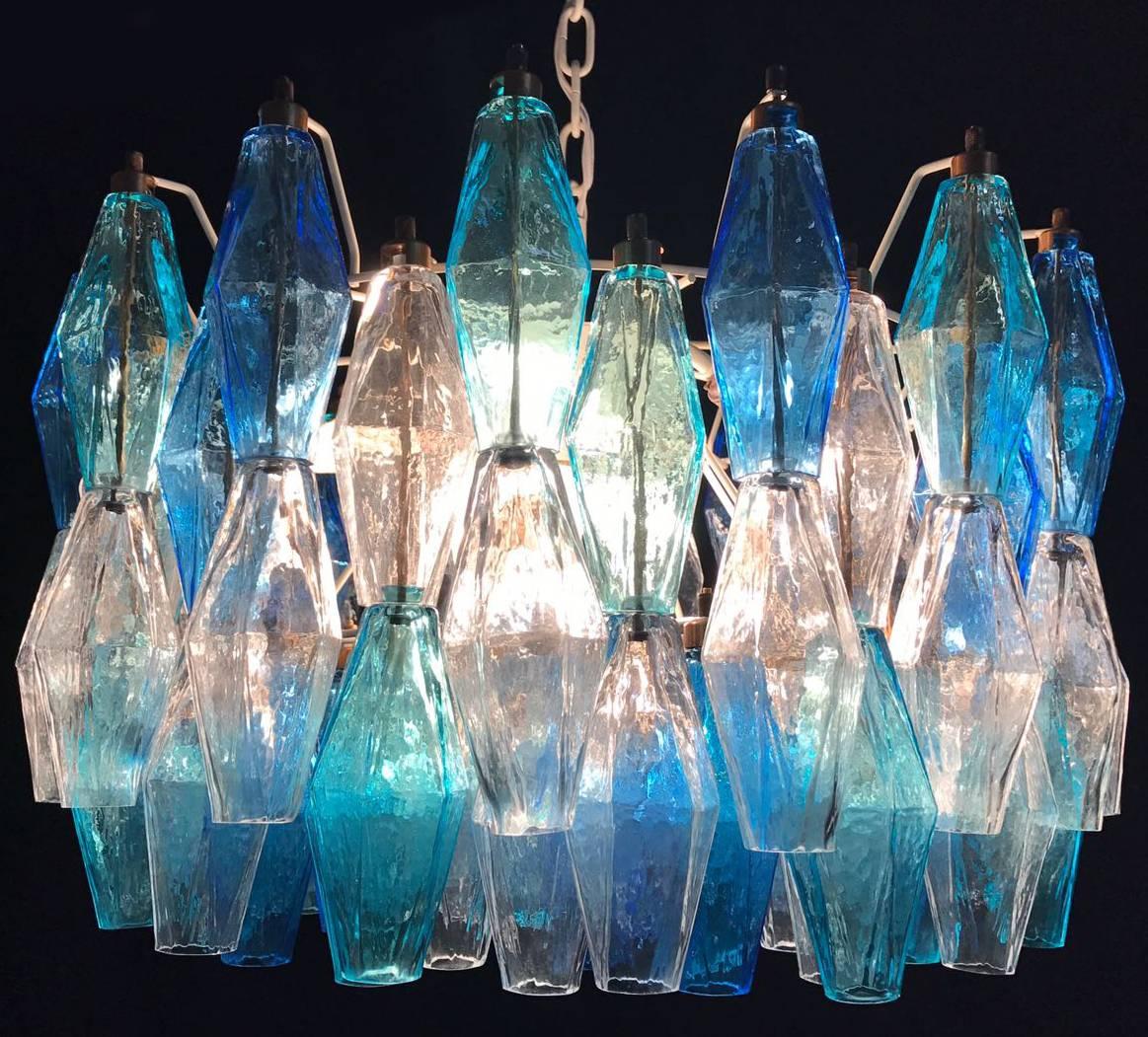 Pair of Murano Poliedri Chandelier in the Style of Carlo Scarpa For Sale 3