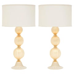 Pair of Murano "Polvera d'oro" Glass Table Lamps